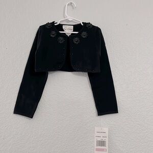 Rare Editions Black Floral Cardigan Sweater Bolero